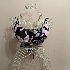 BLACKPINK and white printed bikini top